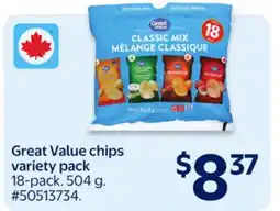 Walmart Great Value chips variety pack offer