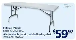 Walmart Folding 6' table offer