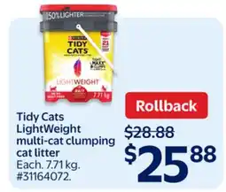 Walmart Tidy Cats LightWeight multi-cat clumping cat litter offer