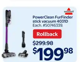 Walmart PowerClean FurFinder stick vacuum 4031D offer