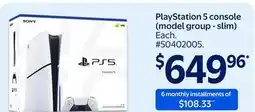 Walmart PlayStation 5 console (model group - slim) offer
