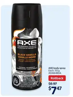 Walmart AXE Body spray offer