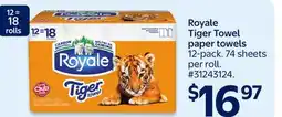 Walmart Royale Tiger Towel paper towels offer