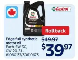 Walmart Edge full synthetic motor oil offer