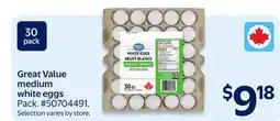 Walmart Great Value medium white eggs offer