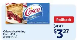 Walmart Crisco shortening offer