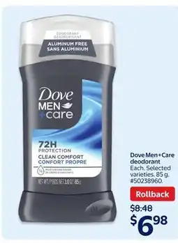 Walmart Dove Men+Care Deodorant offer