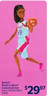 Walmart Barbie Made to Move basketball doll offer