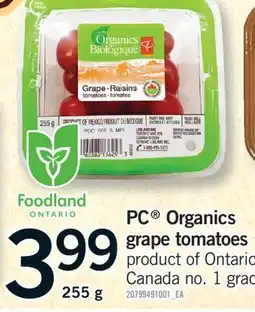 Fortinos PC ORGANICS GRAPE TOMATOES, 255 g offer