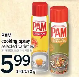 Fortinos PAM COOKING SPRAY offer