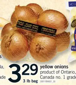 Fortinos YELLOW ONIONS, 3 LB BAG offer