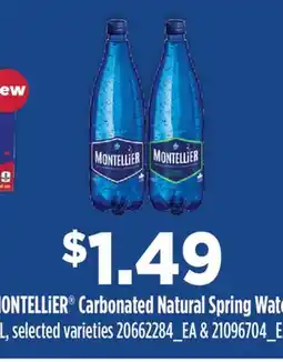 Fortinos MONTELLiER Carbonated Natural Spring Water, 1L offer