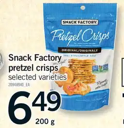 Fortinos SNACK FACTORY PRETZEL CRISPS, 200 g offer