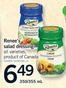Fortinos RENEE'S SALAD DRESSING, 350/355 mL offer
