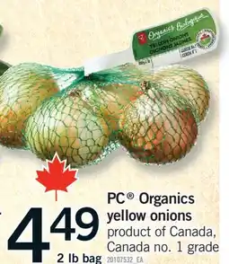 Fortinos PC ORGANICS YELLOW ONIONS, 2 lb bag offer