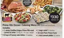 Fortinos PRIME RIB DINNER: CATERING MENU #1, SERVES 10 offer