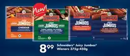 Fortinos SCHNEIDERS JUICY JUMBOS WIENERS, 375g–450g offer