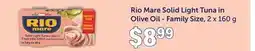 Fortinos RIO MARE SOLID LIGHT TUNA IN OLIVE OIL - FAMILY SIZE, 2 X 160 G offer