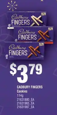 Fortinos CADBURY FINGERS COOKIES, 114g offer