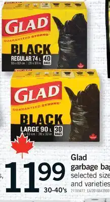 Fortinos GLAD GARBAGE BAGS, 30-40's offer