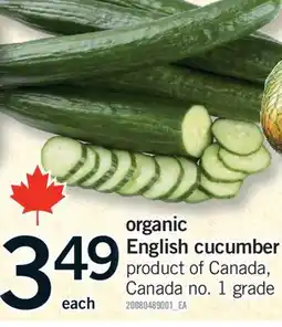 Fortinos ORGANIC ENGLISH CUCUMBER offer