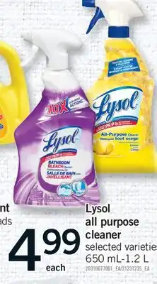 Fortinos LYSOL ALL PURPOSE CLEANER CLEANER, 650 ML-1.2 L offer