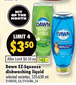 Fortinos DAWN EZ-SQUEEZE DISHWASHING LIQUID, 535-650 mL offer