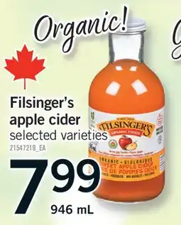 Fortinos FILSINGER'S APPLE CIDER, 946 mL offer