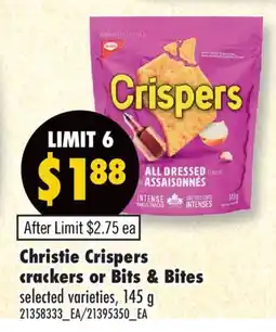 Fortinos CRISPERS CRACKERS OR BITS & BITES, 145 G offer