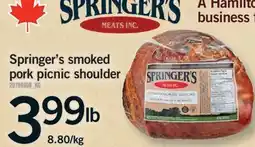 Fortinos SPRINGER'S SMOKED PORK PICNIC SHOULDER offer