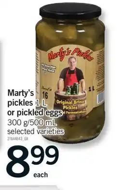 Fortinos MARTY'S PICKLES 1 L OR PICKLED EGGS 300 G/500 ML offer
