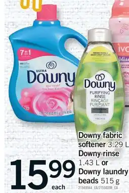 Fortinos DOWNY FABRIC SOFTENER 3.29 L, DOWNY RINSE 1.43 L OR DOWNY LAUNDRY BEADS 515 G offer