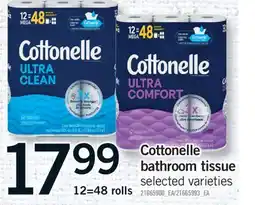 Fortinos COTTONELLE BATHROOM TISSUE, 12=48 rolls offer
