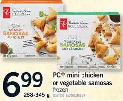 Fortinos PC MINI CHICKEN OR VEGETABLE SAMOSAS, 288-345 g offer