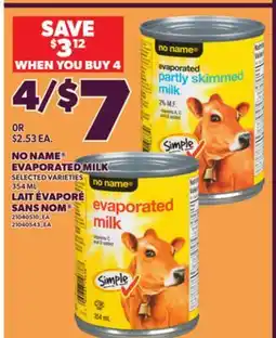 Independent Grocer NO NAME EVAPORATED MILK, 354 ML offer