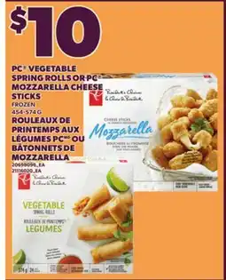 Independent Grocer PC VEGETABLE SPRING ROLLS OR PC MOZZARELLA CHEESE STICKS, 454-574 G offer