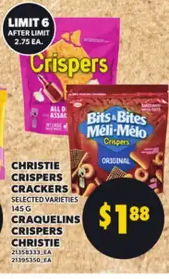 Independent Grocer CHRISTIE CRISPERS CRACKERS, 145 G offer