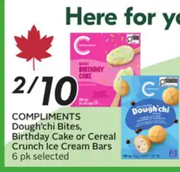 Sobeys COMPLIMENTS Dough'chi Bites, Birthday Cake or Cereal Crunch Ice Cream Bars offer