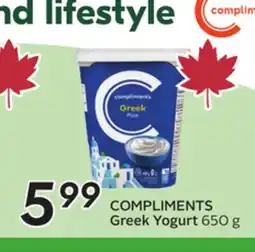 Sobeys COMPLIMENTS Greek Yogurt offer