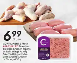 Sobeys COMPLIMENTS Fresh AIR-CHILLED Boneless Skinless Chicken Thighs or Split Wings offer