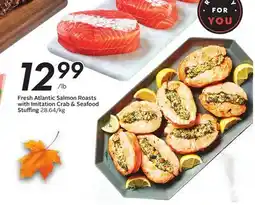 Sobeys Fresh Atlantic Salmon Roasts with Imitation Crab & Seafood Stuffing offer