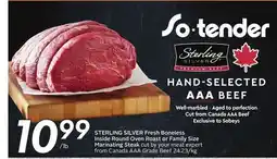 Sobeys STERLING SILVER Fresh Boneless Inside Round Oven Roast or Family Size Marinating Steak offer