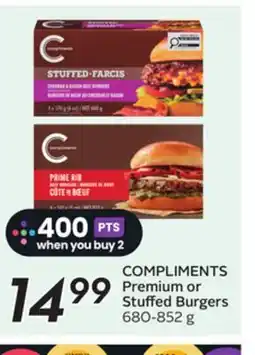 Sobeys COMPLIMENTS Premium or Stuffed Burgers offer