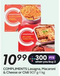 Sobeys COMPLIMENTS Lasagna, Macaroni & Cheese or Chili offer