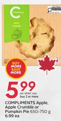Sobeys COMPLIMENTS Apple, Apple Crumble or Pumpkin Pie offer