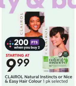 Sobeys CLAIROL Natural Instincts or Nice & Easy Hair Colour offer