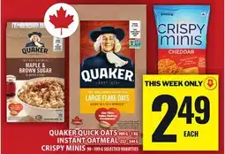 Food Basics QUAKER QUICK OATS OR INSTANT OATMEAL OR CRISPY MINIS offer