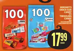 Food Basics HERSHEY'S SNACK SIZE CANDY OR TWIZZLERS CANDY offer