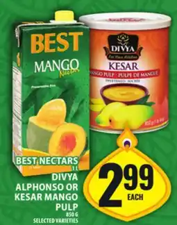Food Basics BEST NECTARS OR DIVYA ALPHONSO OR KESAR MANGO PULP offer