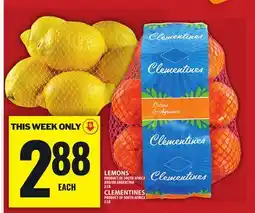 Food Basics LEMONS OR CLEMENTINES offer